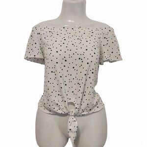 Shinestar - Star Print Off Shoulder Top